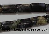 CGE168 15.5 inches 10*16mm flat tube glaucophane gemstone beads