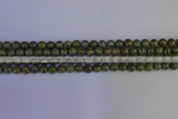 CGJ351 15.5 inches 6mm round green bee jasper beads wholesale
