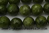 CGJ463 15.5 inches 10mm faceted round green jasper beads wholesale
