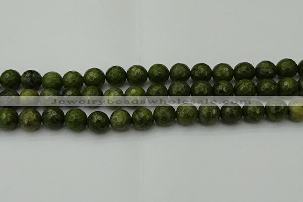CGJ464 15.5 inches 12mm faceted round green jasper beads wholesale