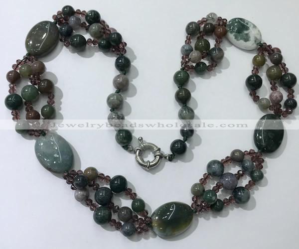 CGN296 24.5 inches chinese crystal & Indian agate beaded necklaces