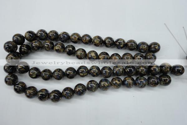 CGO167 15.5 inches 18mm round gold blue color stone beads