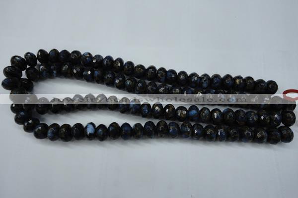CGO185 15.5 inches 8*12mm faceted rondelle gold blue color stone beads