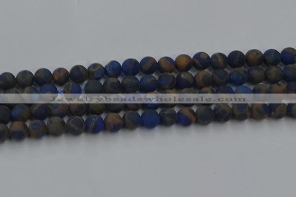 CGO263 15.5 inches 10mm round matte gold multi-color stone beads