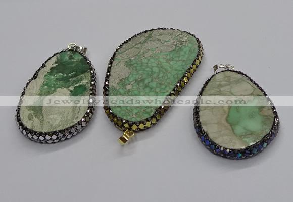 CGP3028 35*50mm - 40*65mm freeform green apple jasper pendants