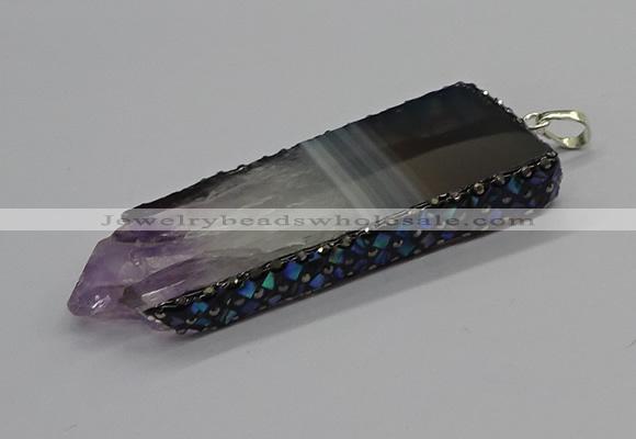 CGP3077 25*50mm - 30*65mm freeform druzy amethyst pendants