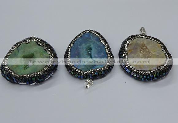 CGP3084 40*50mm - 45*55mm freeform druzy agate pendants