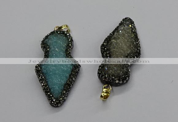 CGP3107 22*50mm arrowhead druzy agate pendants wholesale