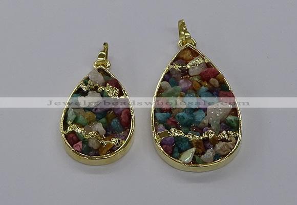 CGP3256 25*40mm - 30*50mm flat teardrop druzy agate pendants