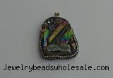 CGP377 30*40mm - 35*45mm freeform plated white crystal pendants