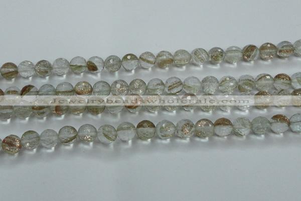 CGQ24 15.5 inches 8mm faceted round gold sand quartz beads