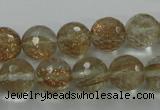 CGQ26 15.5 inches 12mm faceted round gold sand quartz beads