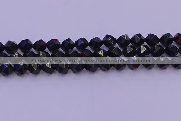 CGS464 15.5 inches 12mm faceted nuggets green goldstone beads