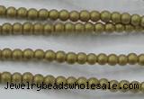 CHE419 15.5 inches 2mm round matte plated hematite beads wholesale