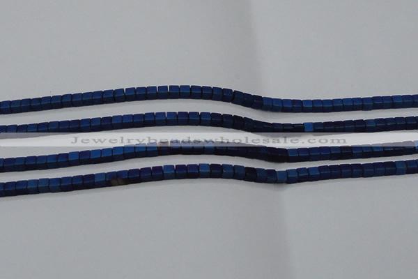 CHE446 15.5 inches 3*3mm cube matte plated hematite beads wholesale