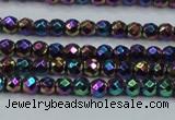 CHE706 15.5 inches 3mm faceted round plated hematite beads