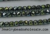 CHE713 15.5 inches 4mm faceted round plated hematite beads
