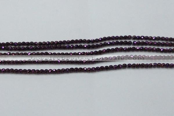 CHE714 15.5 inches 4mm faceted round plated hematite beads