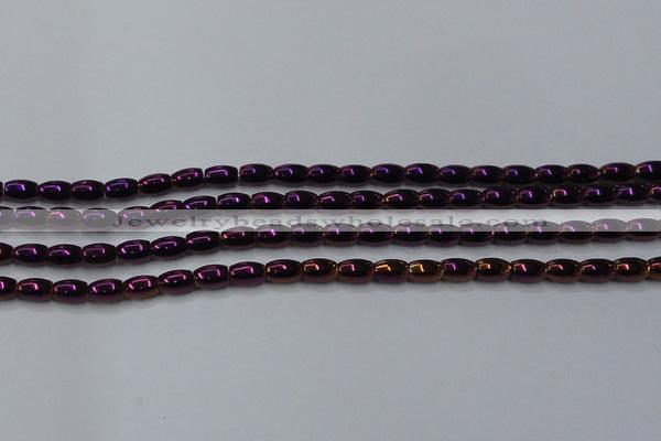 CHE805 15.5 inches 4*6mm rice plated hematite beads wholesale