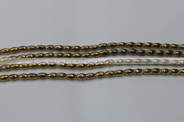 CHE811 15.5 inches 5*8mm rice plated hematite beads wholesale