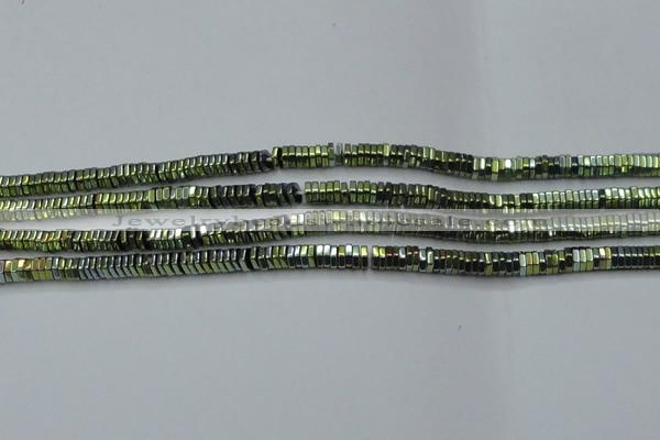 CHE844 15.5 inches 1*4mm hexagon plated hematite beads wholesale