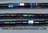 CHE891 15.5 inches 2*2mm faceted tube plated hematite beads wholesale