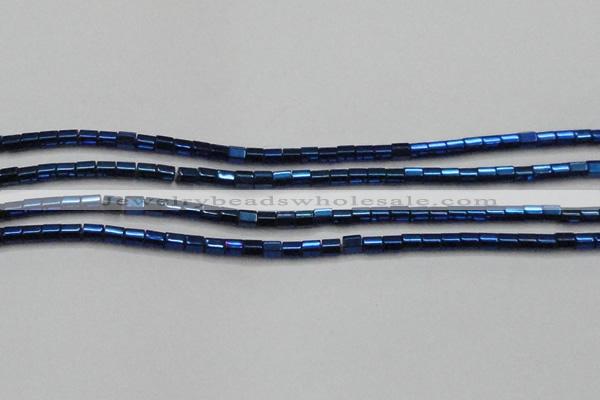 CHE892 15.5 inches 2*2mm faceted tube plated hematite beads wholesale