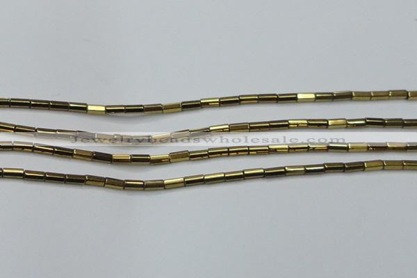 CHE908 15.5 inches 2*4mm faceted tube plated hematite beads wholesale