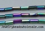CHE910 15.5 inches 2*4mm faceted tube plated hematite beads wholesale