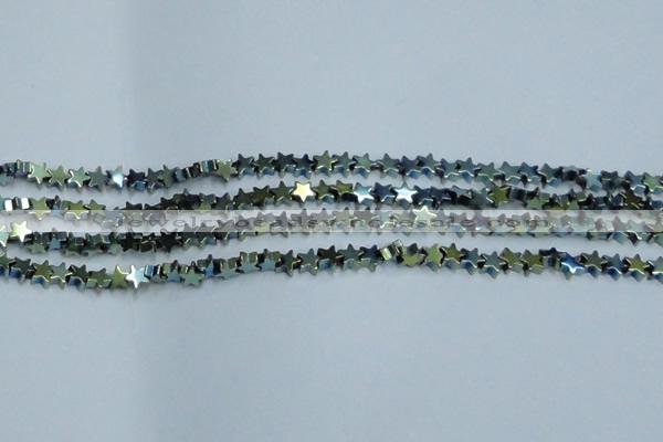 CHE941 15.5 inches 4mm star plated hematite beads wholesale