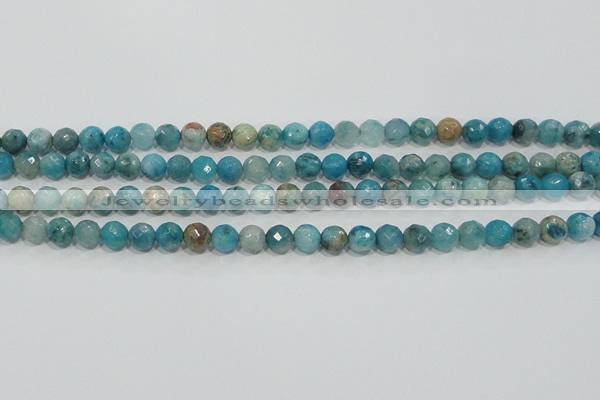 CHM212 15.5 inches 8mm faceted round blue hemimorphite beads