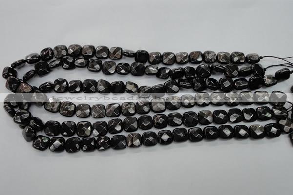 CHS25 15.5 inches 10*10mm faceted square natural hypersthene beads