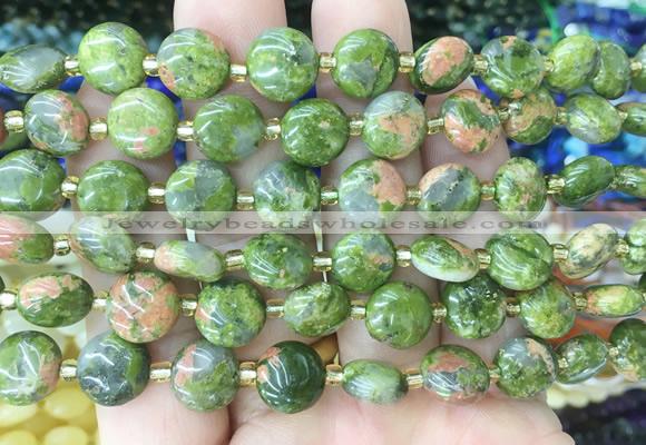 CIBS38 15 inches 10mm coin unakite gemstone beads wholesale