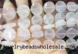 CIBS46 15 inches 15mm faceted coin rose quartz beads wholesale