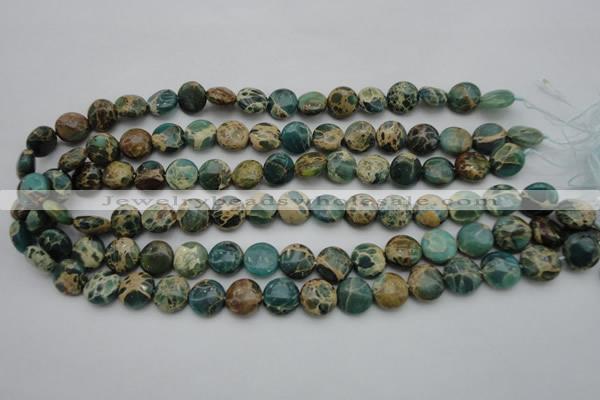 CIJ28 15.5 inches 12mm flat round impression jasper beads wholesale