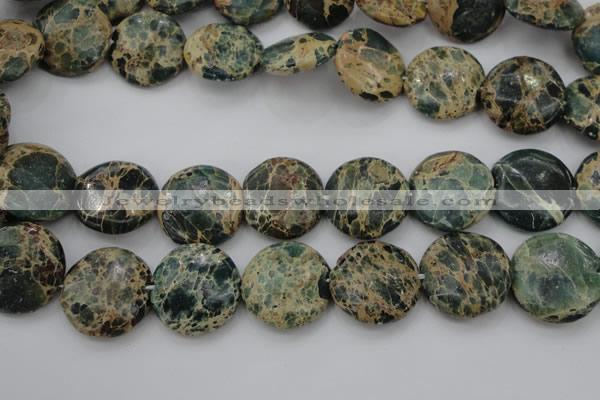 CIJ46 15.5 inches 20mm flat round impression jasper beads wholesale