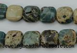CIJ52 15.5 inches 12*12mm square impression jasper beads wholesale