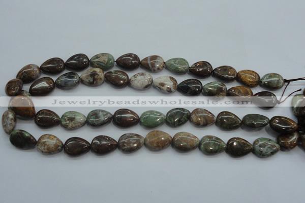 CJA03 15.5 inches 13*18mm teardrop green jasper beads wholesale