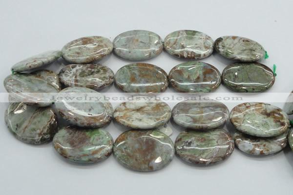 CJA09 15.5 inches 30*40mm oval green jasper beads wholesale
