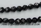 CJB06 16 inches 8mm faceted round natural jet gemstone beads wholesale