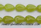 CKA255 15.5 inches 10*14mm flat teardrop Korean jade gemstone beads
