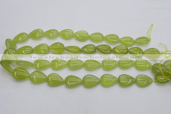 CKA257 15.5 inches 15*20mm flat teardrop Korean jade gemstone beads