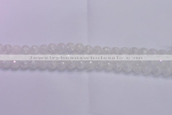CKQ344 15.5 inches 8mm faceted round dyed crackle quartz beads