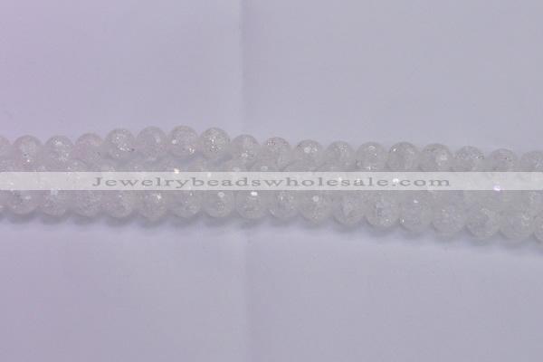 CKQ345 15.5 inches 10mm faceted round dyed crackle quartz beads