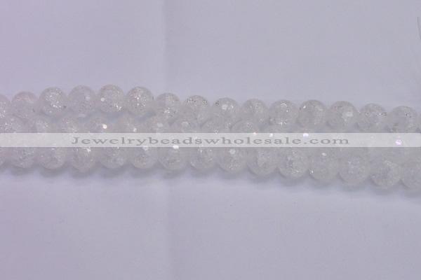 CKQ347 15.5 inches 14mm faceted round dyed crackle quartz beads