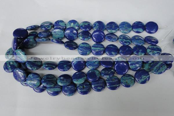 CLA460 15.5 inches 18mm flat round synthetic lapis lazuli beads