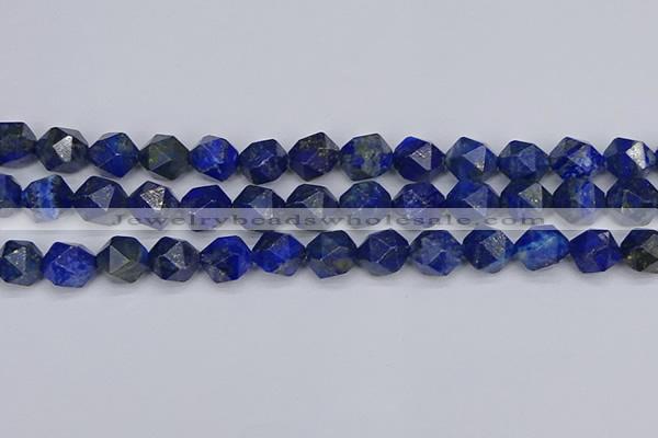 CLA89 15.5 inches 12mm faceted nuggets dyed lapis lazuli beads