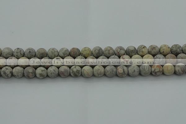 CLD203 15.5 inches 10mm round matte Chinese leopard skin jasper beads