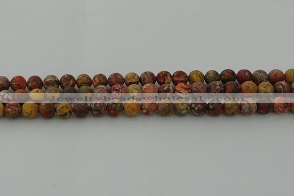 CLD212 15.5 inches 8mm round matte leopard skin jasper beads