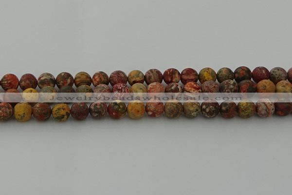 CLD213 15.5 inches 10mm round matte leopard skin jasper beads